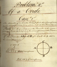 page from Mensuration of Superficies titled Problem of a circle