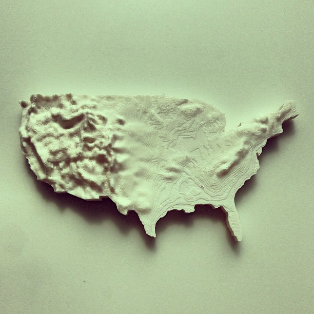 Topographical map of US