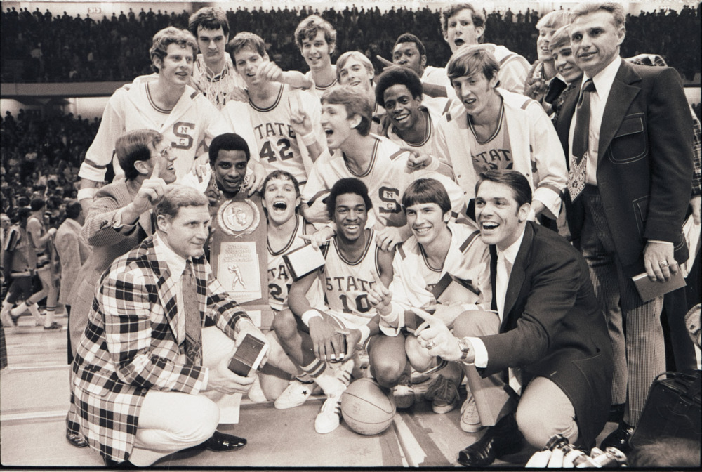 NCAA Tournament Champions team portrait, March 25, 1974; photograph by Ed Caram.