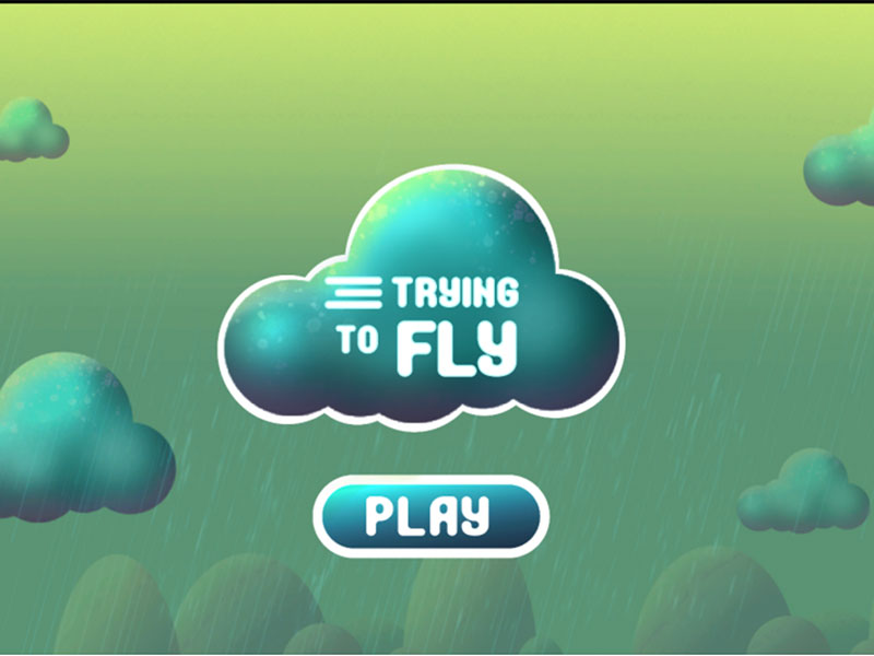 Animated cloud with the words Trying to Fly and Play