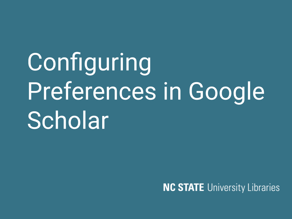 Configuring Google Scholar