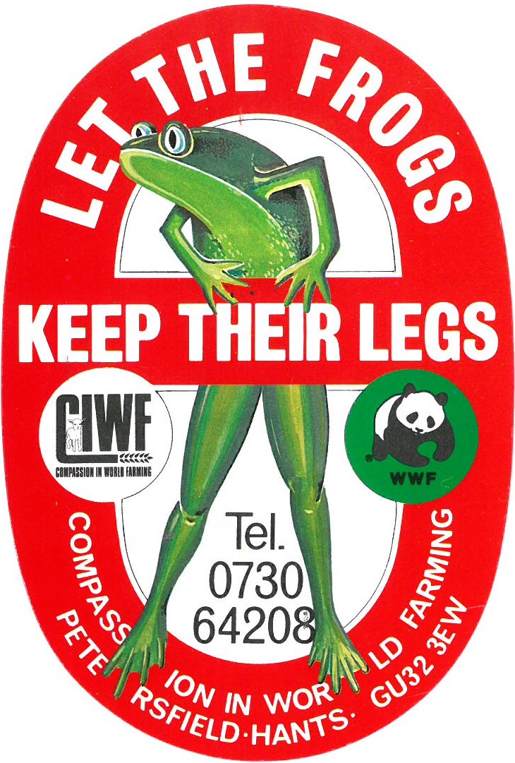 "Let the Frogs Keep their Legs" sticker (Box 11, Folder 25)
