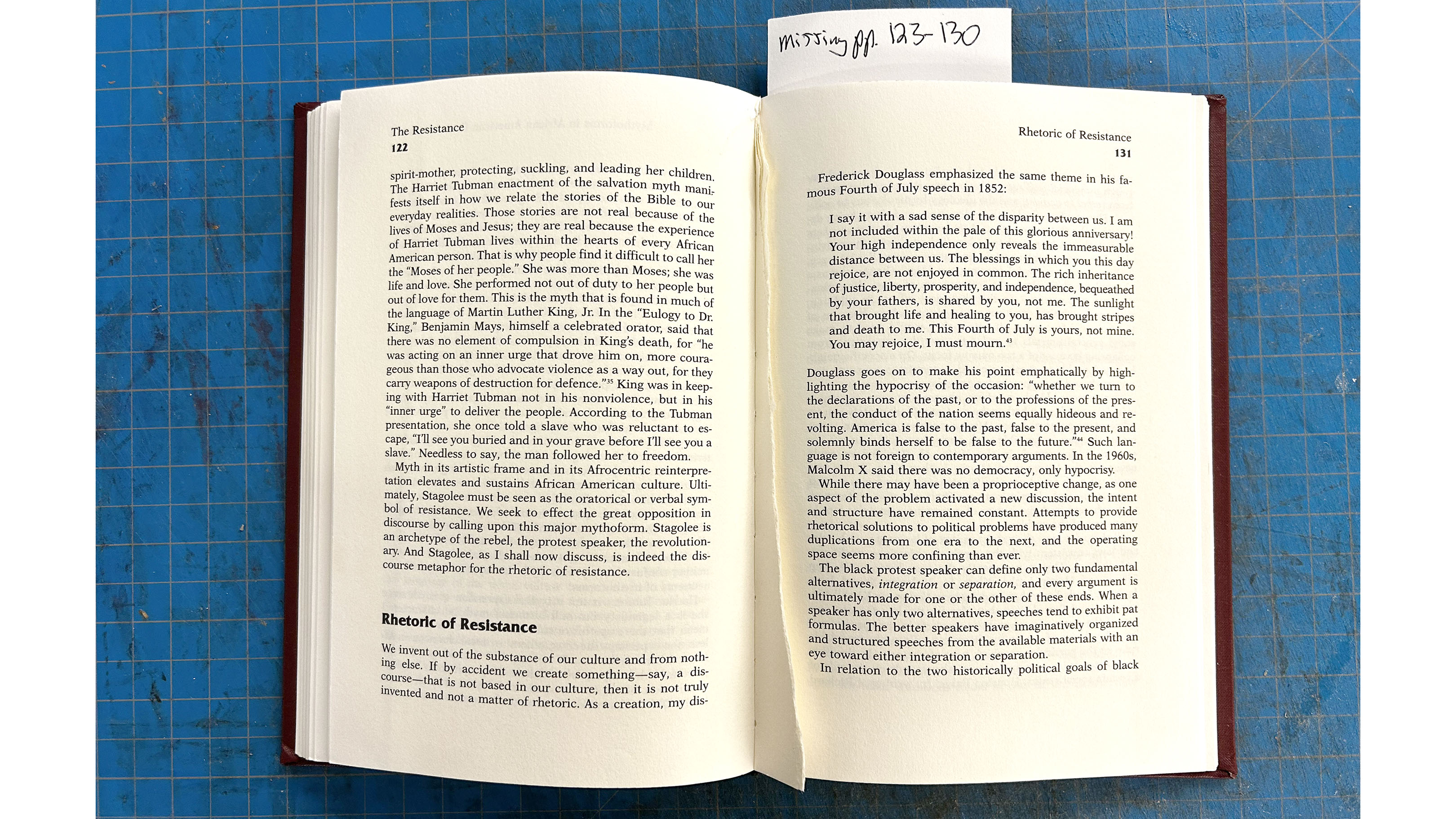 A damaged book has been sent to Preservation because multiple pages were torn out.