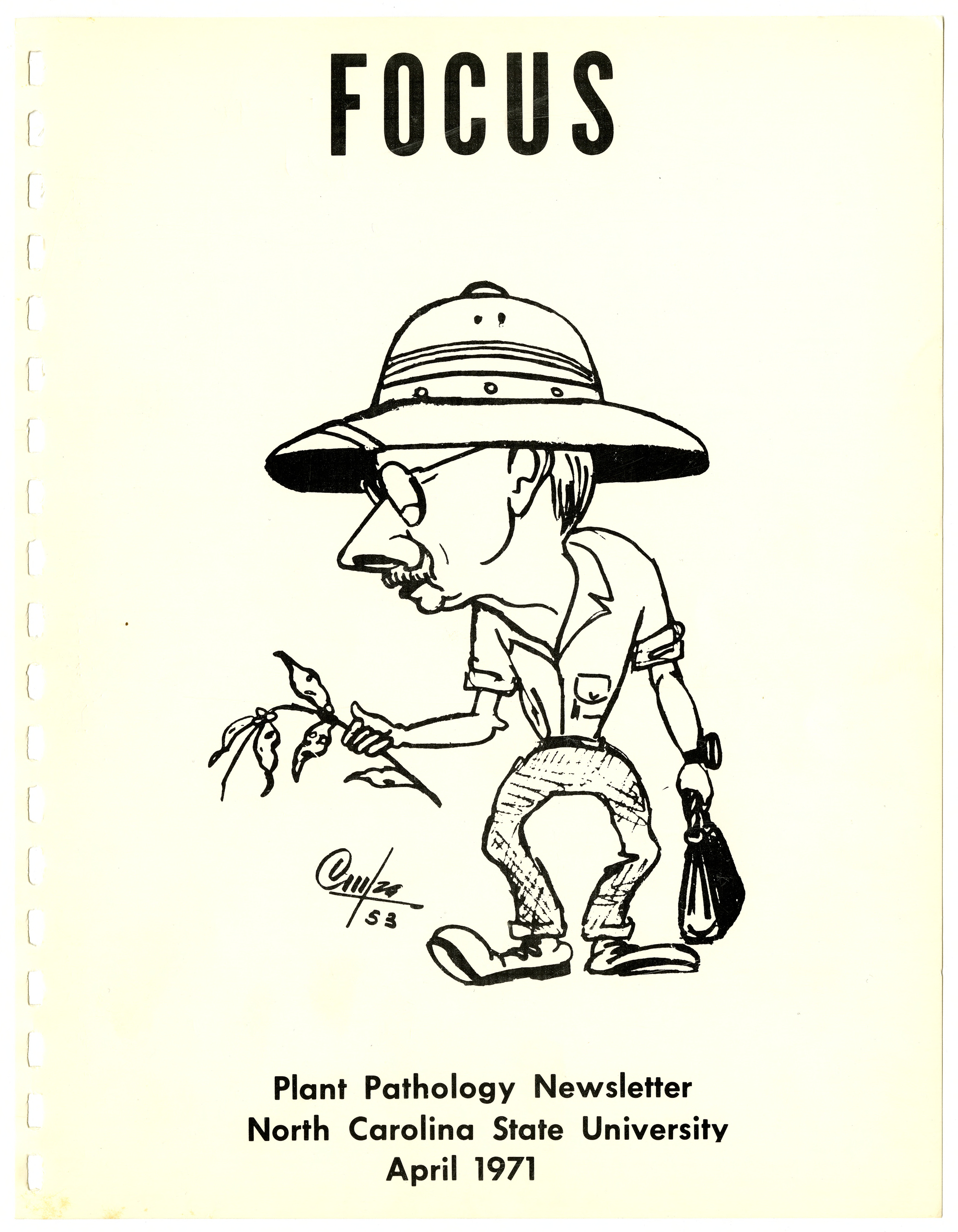 The cover of "Focus: Plant Pathology Newsletter", 1971 (Box 37, Folder 12)