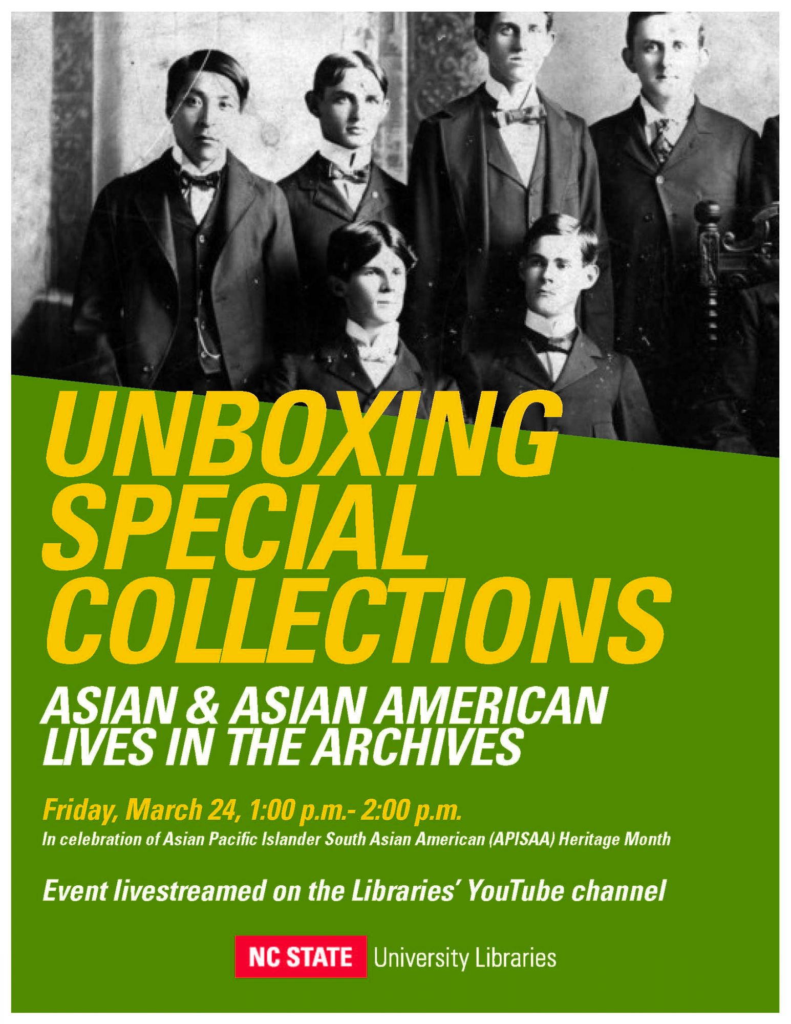 digital flyer for Unboxing Special Collections: Asian and Asian American Lives in the Archives