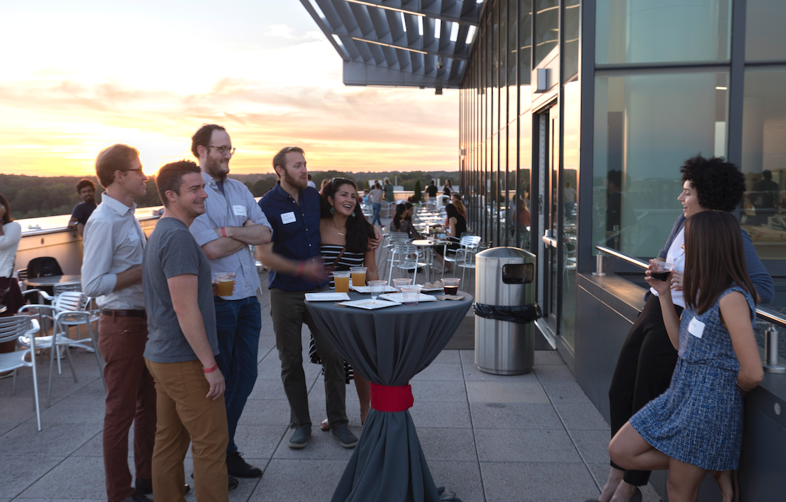 Hunt Library after Dark participants on the terrace