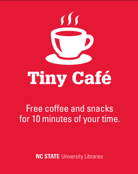 Poster from Tiny Café, a pop-up user station event.