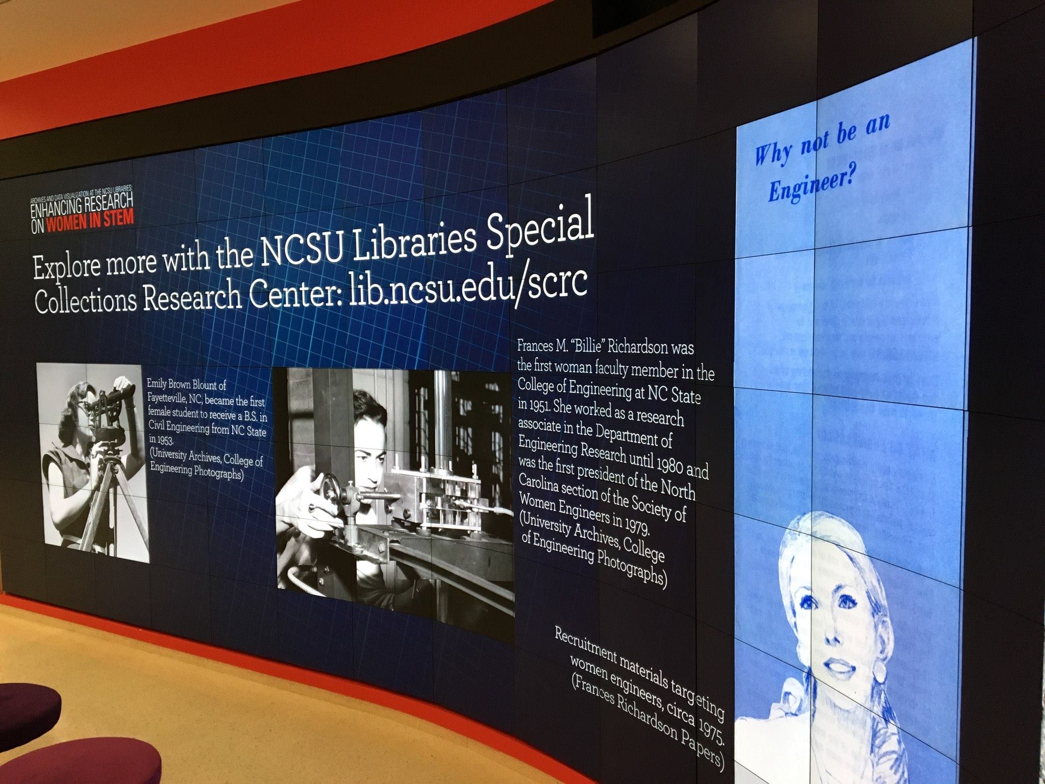 SCRC materials highlighted in a visualization in the iPearl Immersion Theater at the James B. Hunt Jr. Library