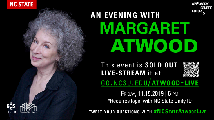 See Margaret Atwood’s talk on livestream, Nov. 15!