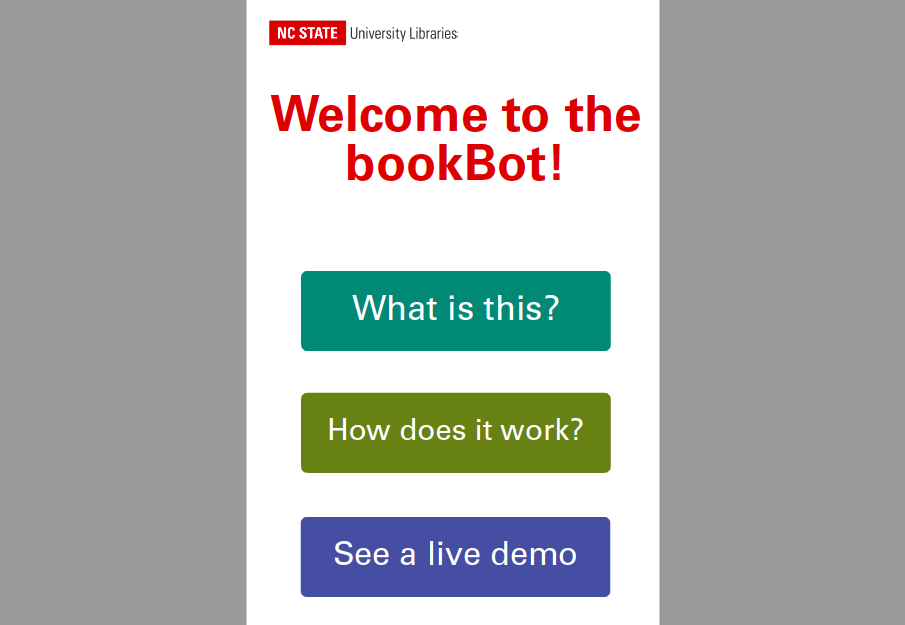 The new bookBot touchscreen at the Hunt Library.