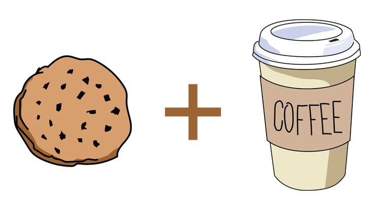 Graphic of a cookie and coffee.