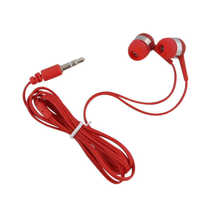 Red headphones with two earbuds