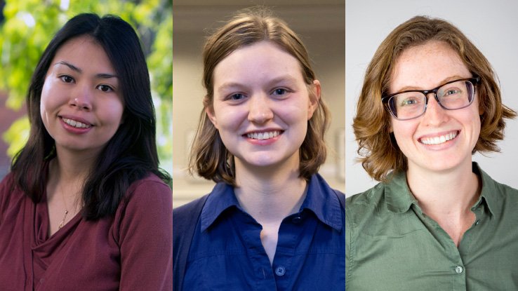 2020-2022 class of NCSU Libraries Fellows: Shelly Black, Claire Calhoon, and Katherine Frazier