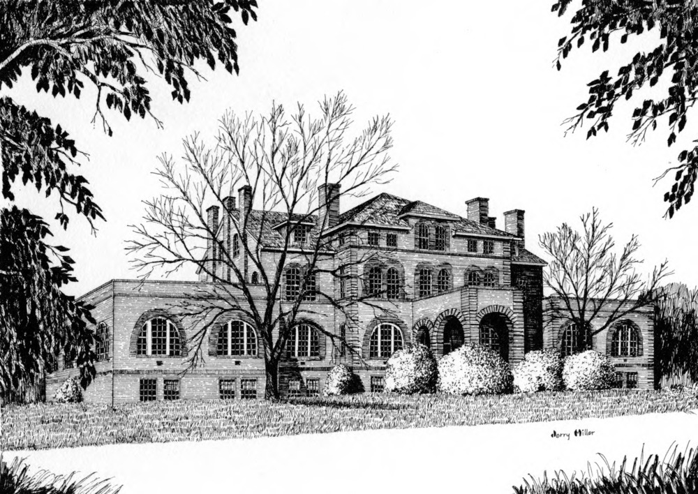 Holladay Hall at North Carolina State University, 1889 illustrated postcard
