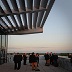 Tour guests on the Skyline Terrace at sunset. April, 2012.