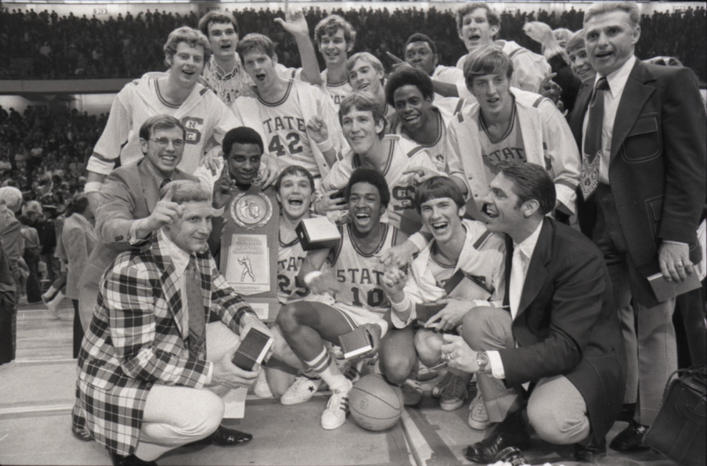NC State basketball NCAA Tournament Champions team portrait, March 25, 1974