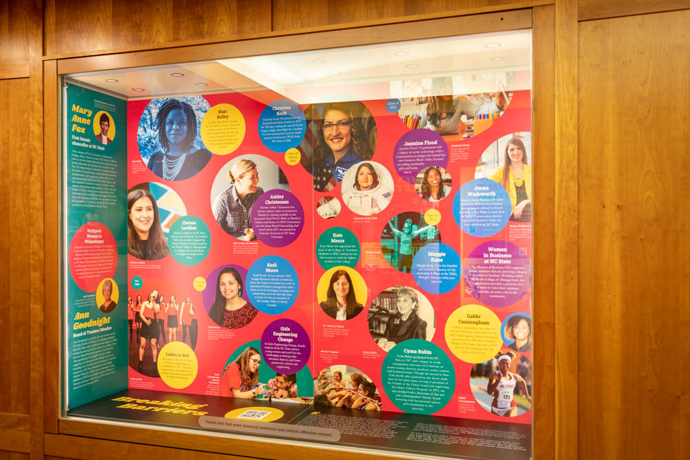 The Breaking Barriers case shares the stories of many women, past and present, who have made and continue to make lasting impacts on NC State and the world.