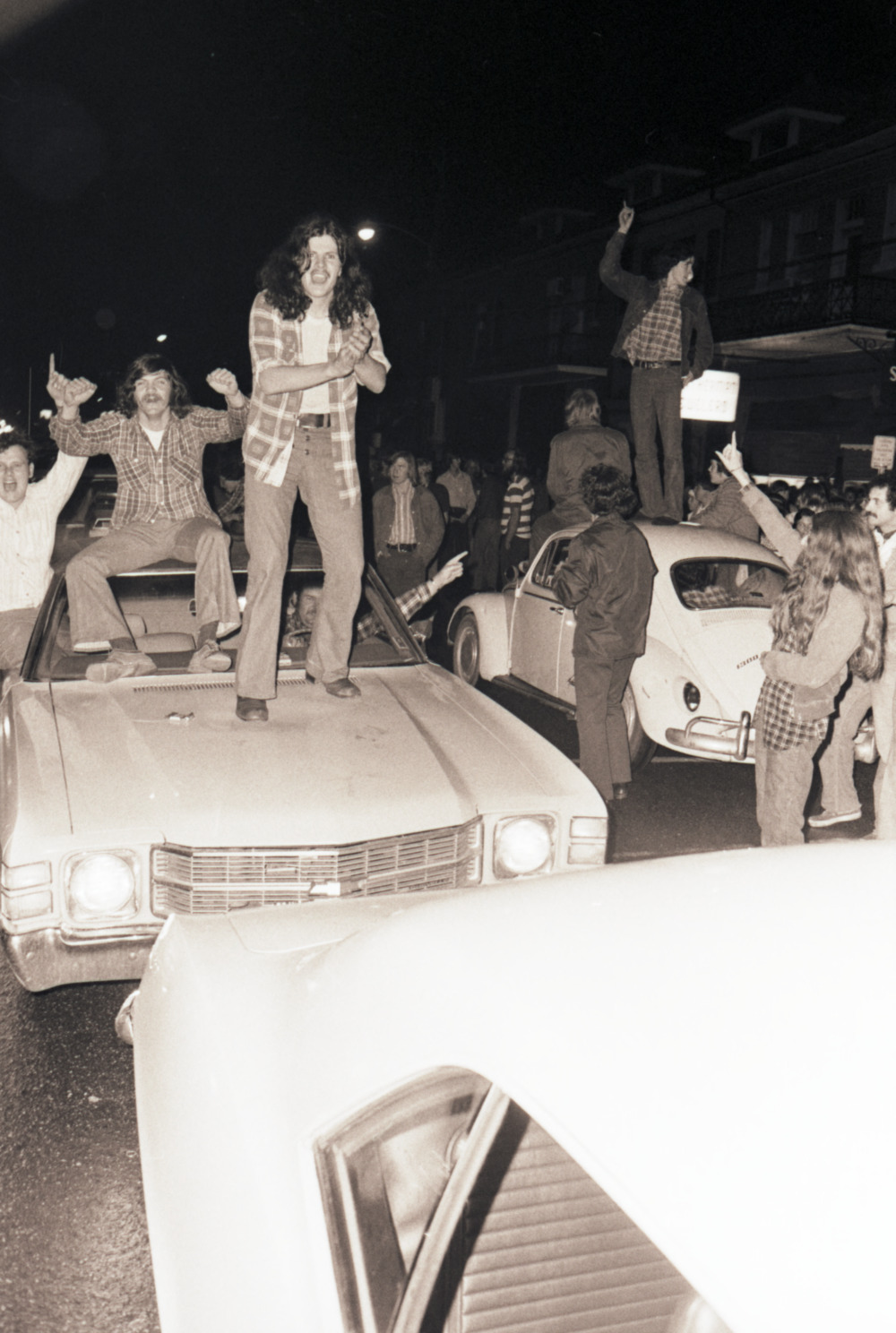 Celebration after victory over UCLA, March 23, 1974