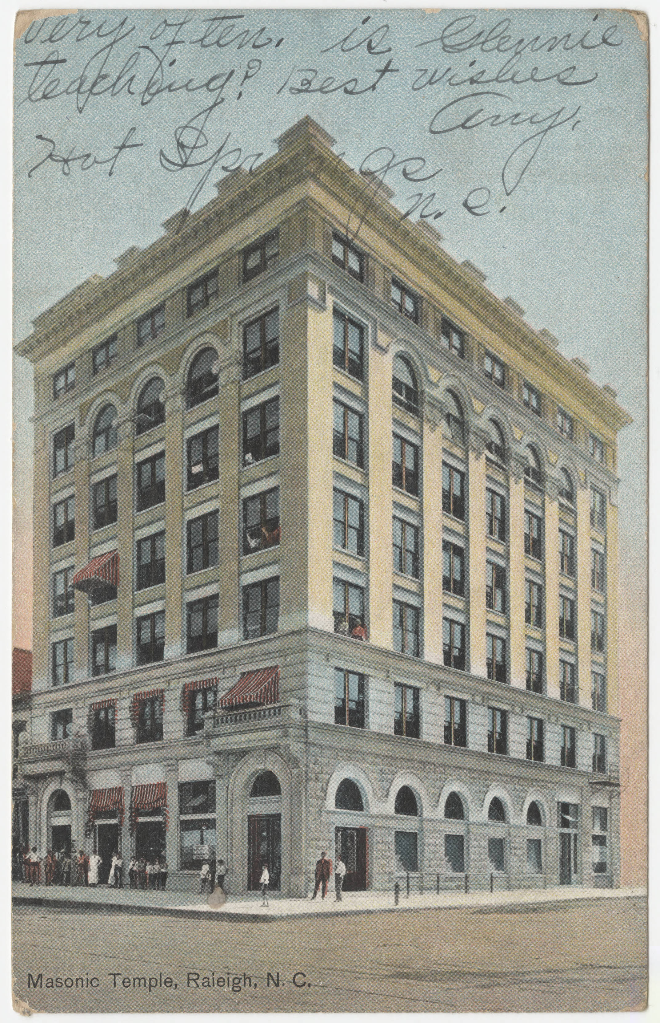 Historic image showing the Masonic Temple, Raleigh