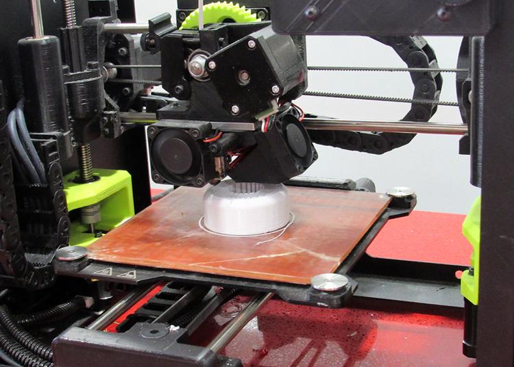 An image from the Technician of a 3D printer in action.