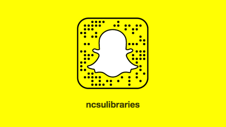 Snapchat logo with "ncsulibraries" account handle.