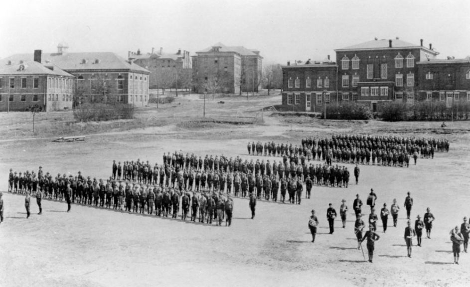 ROTC military units on NC State's Riddick Field, 1919