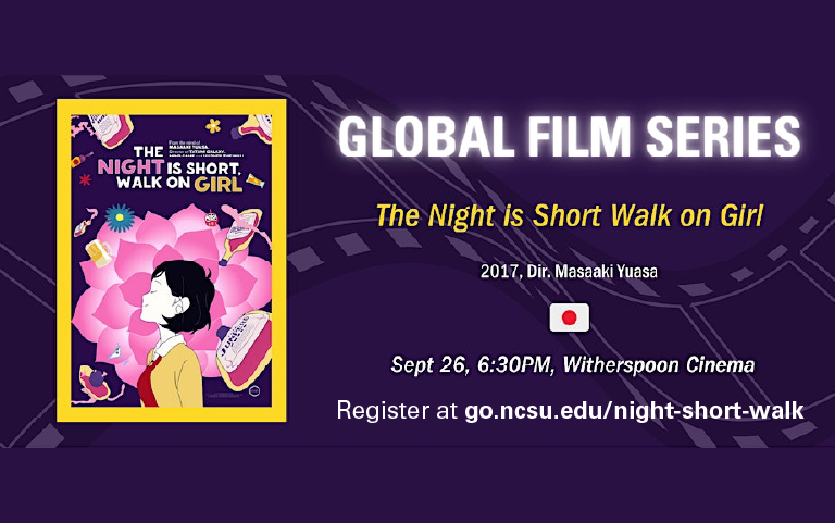 The Global Film Series screens the anime "Night is Short, Walk on Girl" on Sept. 26