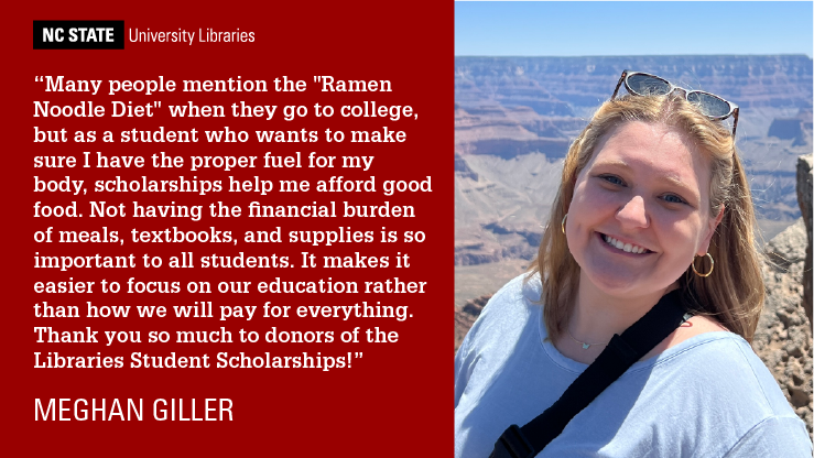 Libraries Student Scholarship awardee Meghan Giller.