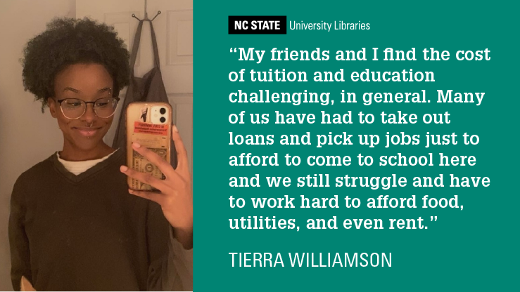 Libraries Student Scholarship awardee Tierra Williamson.