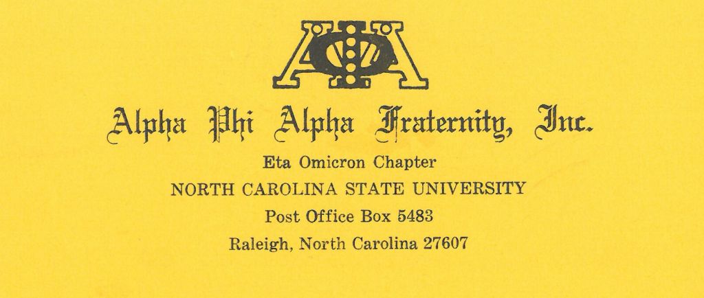 Alpha Phi Alpha letterhead, used in the Black and Gold newsletter, 1972.  From UA 021.001, Legal Box 1, Folder 21.
