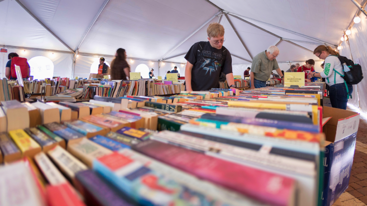 Grab armfuls of bargain books in the tent on the Brickyard—and join the Friends of the Libraries for early access