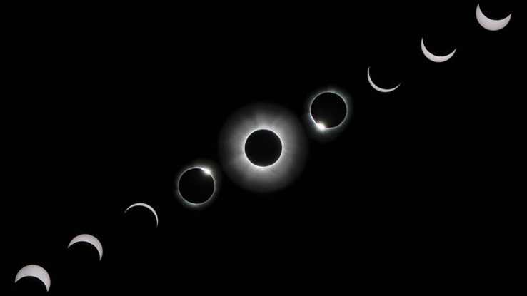 An eclipse pattern shown over time.