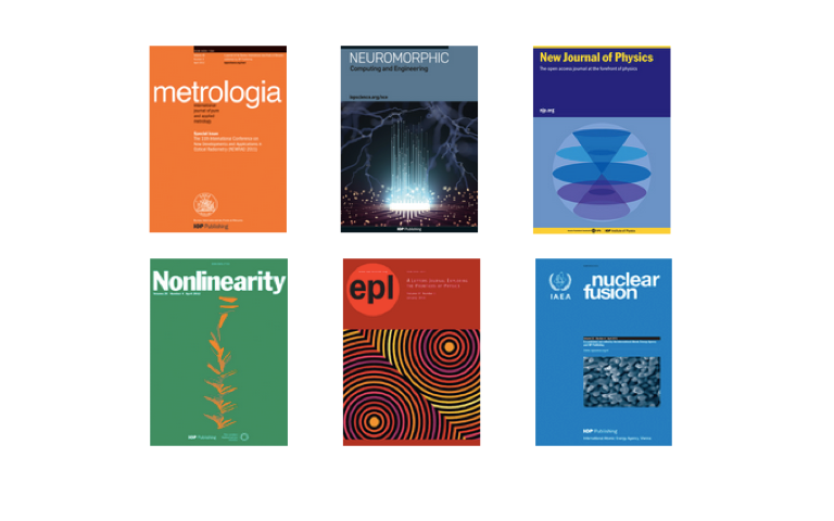 The covers of several scientific journals covered by the Libraries' open access agreement with IOPP.