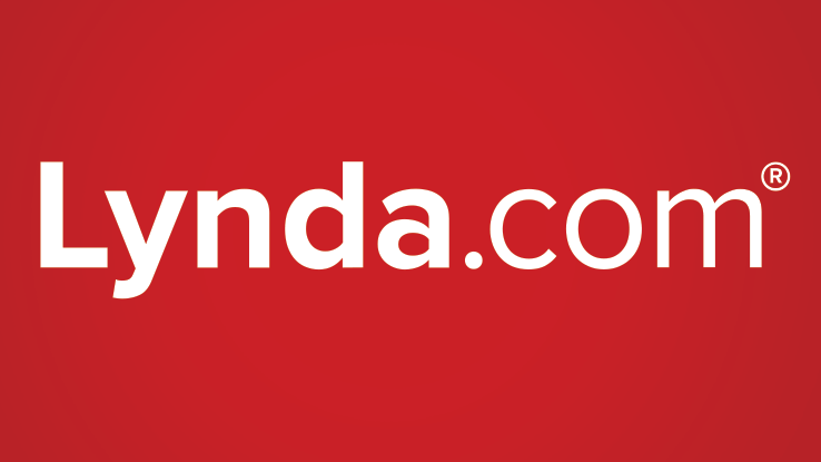 Lynda.com logo over red background.