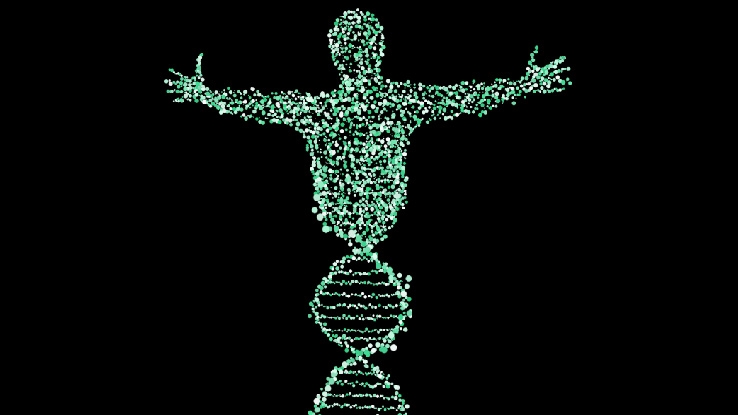 Graphic displaying a man and DNA in unison.