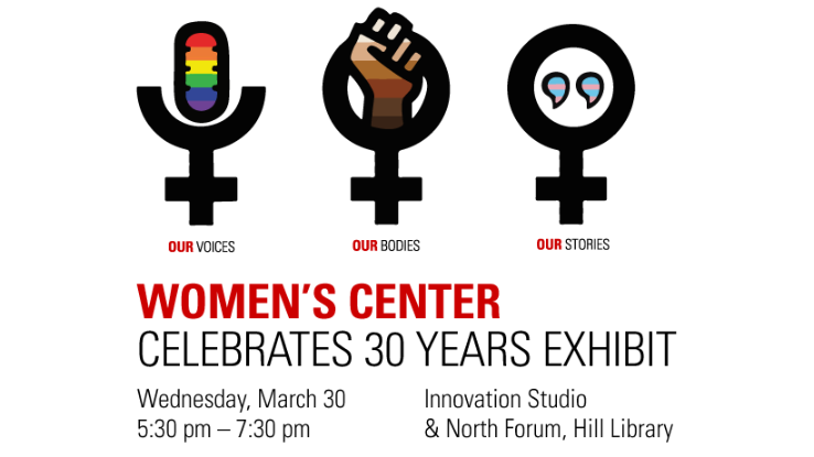 The Hill Library’s Innovation Studio hosts an interactive look back at 30 years of NC State’s Women’s Center on March 30.