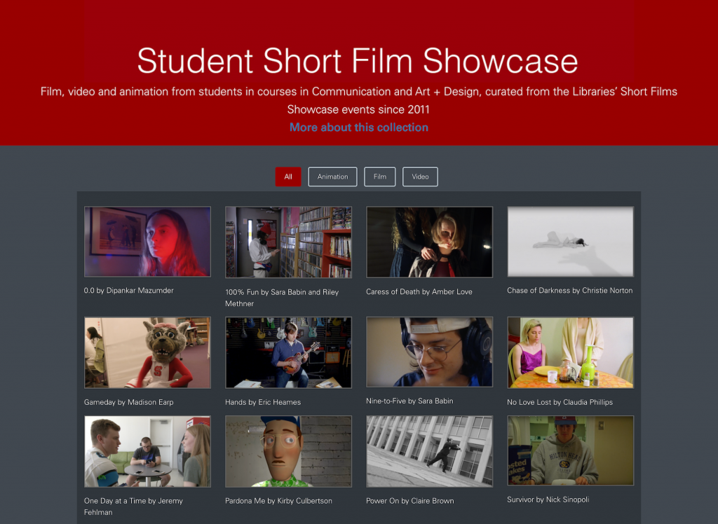 Student Short Film Showcase selections: 100% Fun, Caress of Death, Chase of Darkness, and more