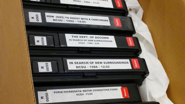 A typical carton of videotapes from the CALS Audiovisual Materials