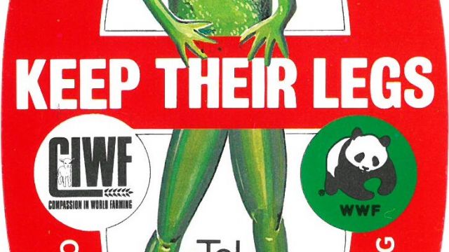 "Let the Frogs Keep their Legs" sticker (Box 11, Folder 25)