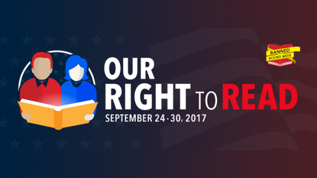 "Our Right to Read" flyer with dates below.