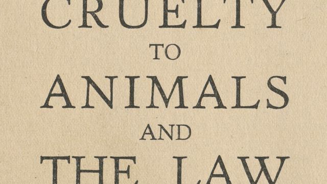 Cover of "Cruelty to Animals and the Law," issued by the RSPCA (1930s).
