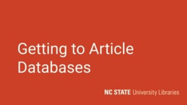 Getting to Article Databases
