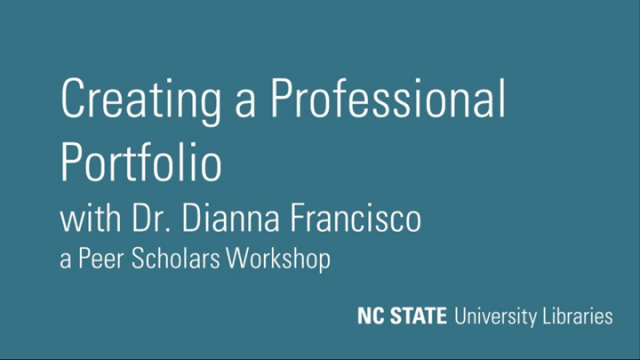 Creating a Professional Portfolio with Dr. Dianna Francisco