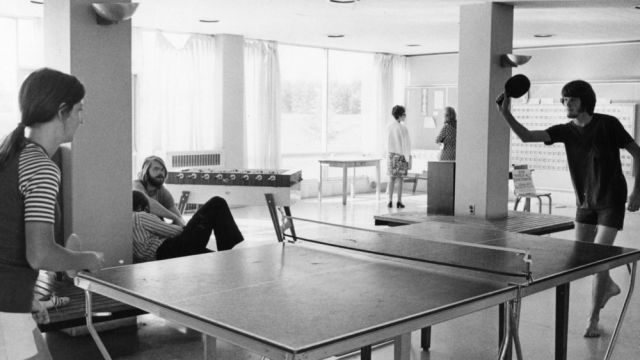 Lee Residence Hall, recreation room, 1970s