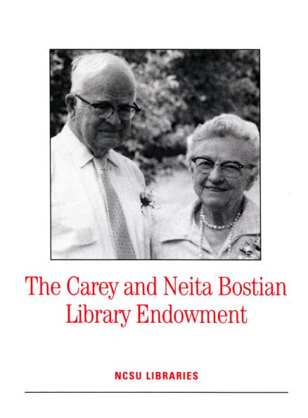 Generic bookplate for Carey and Neita Bostian Endowment