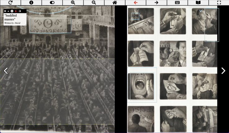 Closer look at a student's annotations of the same digitized image.