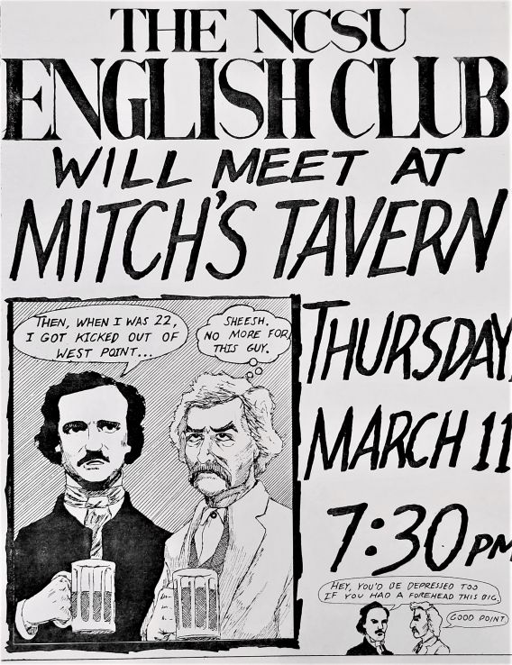 Poster for English Club meeting at Mitch's Tavern, 1992-1994 (UA 120.012, Box 24, Folder 32)