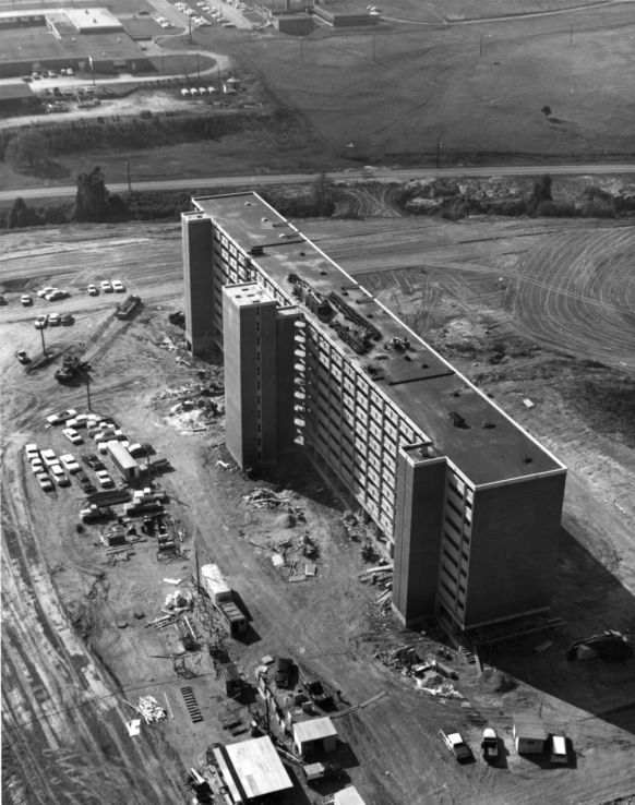 Lee Residence Hall, construction, circa 1964