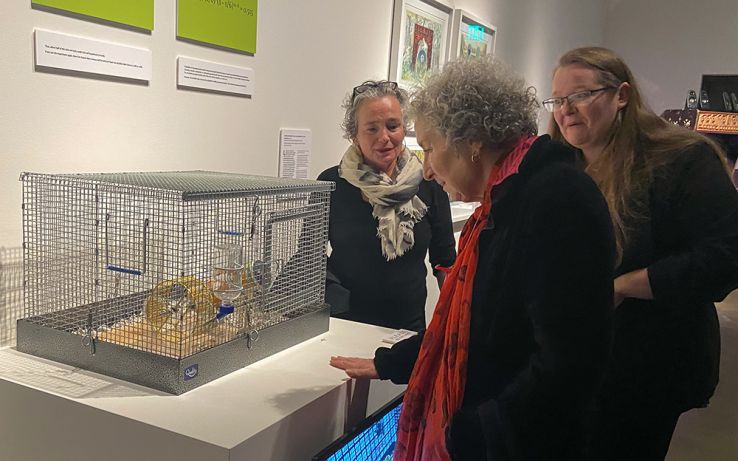 Molly Renda with Margaret Atwood during her visit to the Gregg Museum