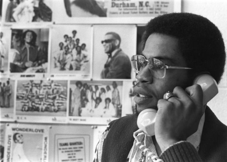 David Hinton, an African American student leader, on the phone.